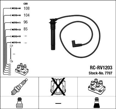 NGK 7707 - Augstsprieguma vadu komplekts ps1.lv