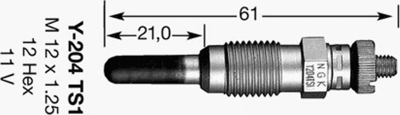 NGK Y-204TS1 - Kvēlsvece ps1.lv