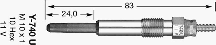 NGK Y-740U - Kvēlsvece ps1.lv