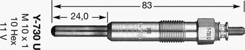 NGK Y-730U - Kvēlsvece ps1.lv