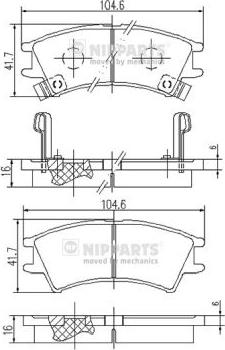 Nipparts J3600524 - Bremžu uzliku kompl., Disku bremzes ps1.lv