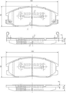 Nipparts J3600526 - Bremžu uzliku kompl., Disku bremzes ps1.lv