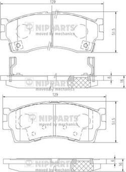 Nipparts J3600308 - Bremžu uzliku kompl., Disku bremzes ps1.lv