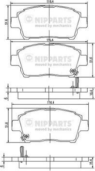 Nipparts J3602088 - Bremžu uzliku kompl., Disku bremzes ps1.lv