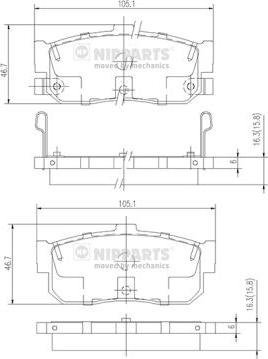 Nipparts J3611034 - Bremžu uzliku kompl., Disku bremzes ps1.lv