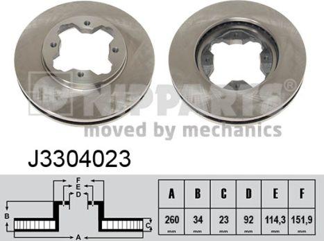 Nipparts J3304023 - Bremžu diski ps1.lv