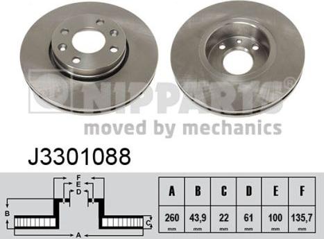 Nipparts J3301088 - Bremžu diski ps1.lv