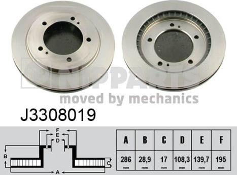 Nipparts J3308019 - Bremžu diski ps1.lv