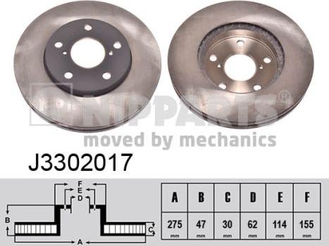 Nipparts J3302017 - Bremžu diski ps1.lv