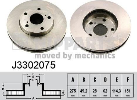 Nipparts J3302075 - Bremžu diski ps1.lv