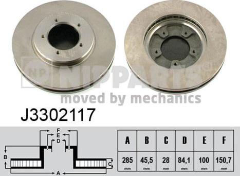 Nipparts J3302117 - Bremžu diski ps1.lv