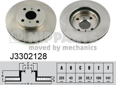 Nipparts J3302128 - Bremžu diski ps1.lv