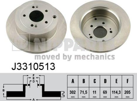 Nipparts J3310513 - Bremžu diski ps1.lv