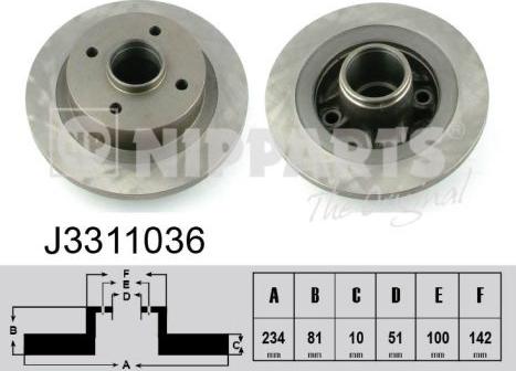 Nipparts J3311036 - Bremžu diski ps1.lv