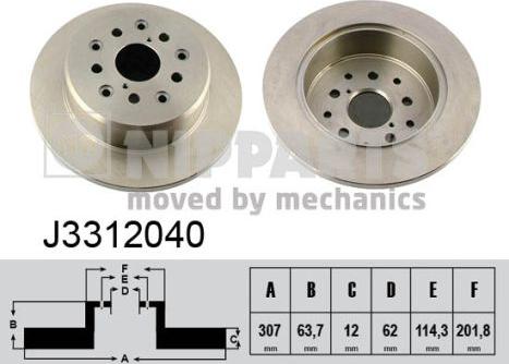 Nipparts J3312040 - Bremžu diski ps1.lv