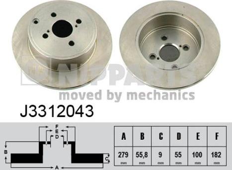 Nipparts J3312043 - Bremžu diski ps1.lv