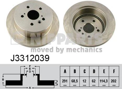 Nipparts J3312039 - Bremžu diski ps1.lv