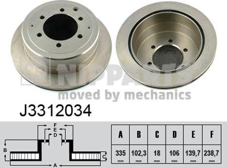 Nipparts J3312034 - Bremžu diski ps1.lv