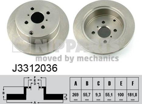 Nipparts J3312036 - Bremžu diski ps1.lv