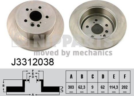 Nipparts J3312038 - Bremžu diski ps1.lv