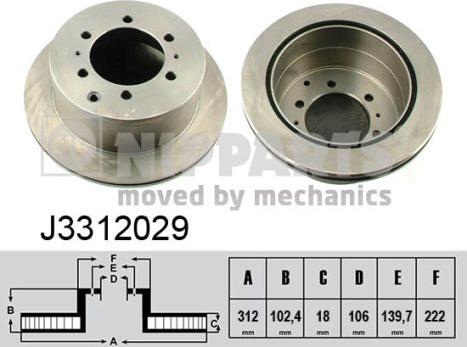 Nipparts J3312029 - Bremžu diski ps1.lv