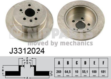 Nipparts J3312024 - Bremžu diski ps1.lv