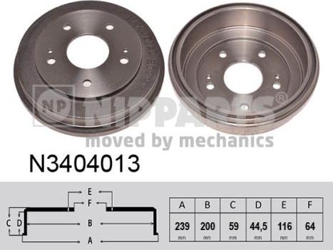 Nipparts N3404013 - Bremžu trumulis ps1.lv