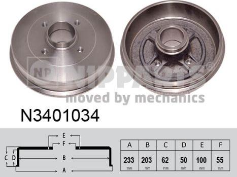 Nipparts N3401034 - Bremžu trumulis ps1.lv