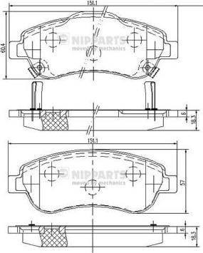 Nipparts N3604066 - Bremžu uzliku kompl., Disku bremzes ps1.lv