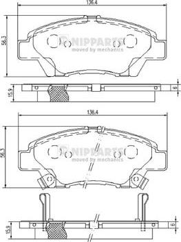 Nipparts N3604068 - Bremžu uzliku kompl., Disku bremzes ps1.lv