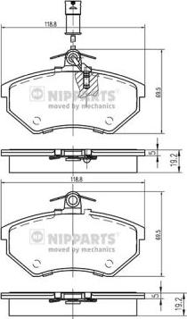 Nipparts N3600800 - Bremžu uzliku kompl., Disku bremzes ps1.lv