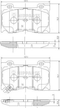 Nipparts N3601107 - Bremžu uzliku kompl., Disku bremzes ps1.lv