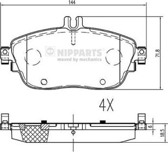 Nipparts N3601114 - Bremžu uzliku kompl., Disku bremzes ps1.lv