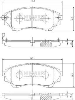 Nipparts N3603069 - Bremžu uzliku kompl., Disku bremzes ps1.lv