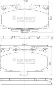 Nipparts N3607022 - Bremžu uzliku kompl., Disku bremzes ps1.lv