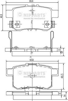 Nipparts N3614020 - Bremžu uzliku kompl., Disku bremzes ps1.lv