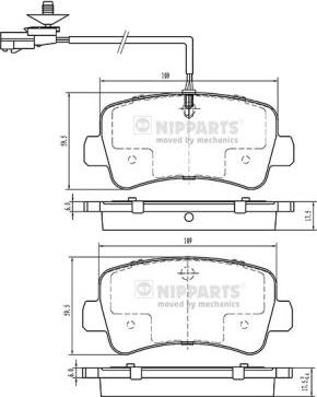 Nipparts N3611057 - Bremžu uzliku kompl., Disku bremzes ps1.lv