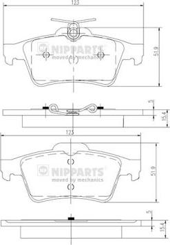 Nipparts N3613022 - Bremžu uzliku kompl., Disku bremzes ps1.lv