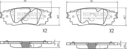 Nipparts N3612049 - Bremžu uzliku kompl., Disku bremzes ps1.lv