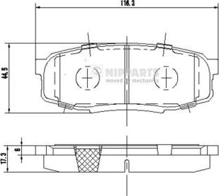 Nipparts N3612043 - Bremžu uzliku kompl., Disku bremzes ps1.lv