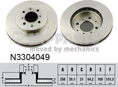 Nipparts N3304049 - Bremžu diski ps1.lv