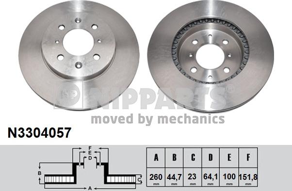 Nipparts N3304057 - Bremžu diski ps1.lv