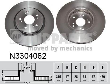 Nipparts N3304062 - Bremžu diski ps1.lv