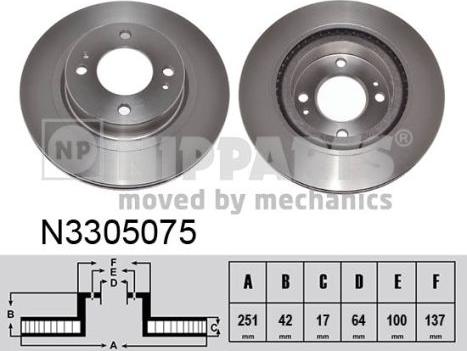 Nipparts N3305075 - Bremžu diski ps1.lv