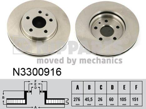 Nipparts N3300916 - Bremžu diski ps1.lv