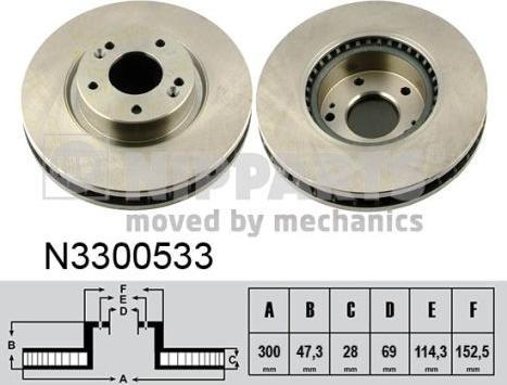 Nipparts N3300533 - Bremžu diski ps1.lv