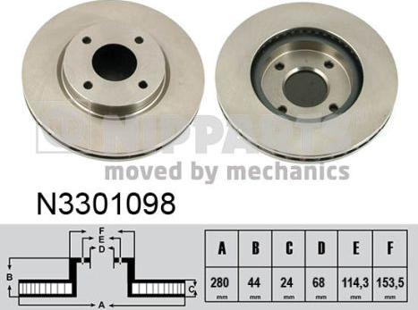 Nipparts N3301098 - Bremžu diski ps1.lv