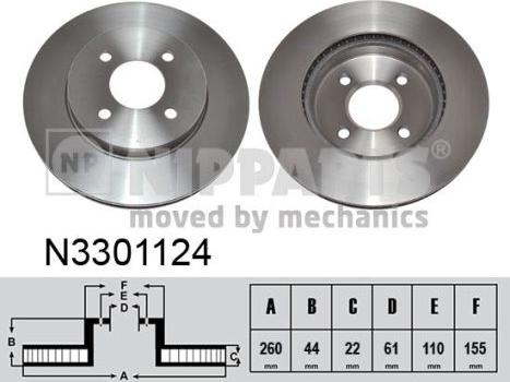 Nipparts N3301124 - Bremžu diski ps1.lv