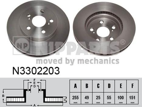 Nipparts N3302203 - Bremžu diski ps1.lv