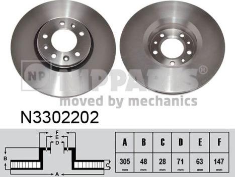 Nipparts N3302202 - Bremžu diski ps1.lv